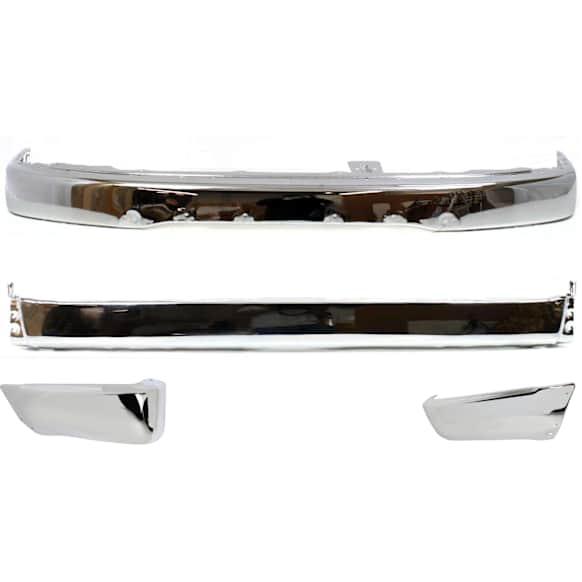 2002 Toyota 4Runner - 4-Piece Kit Front Bumper, For Models Without Sport Package, Chrome, Sport Utility, Includes (1) Bumper, (2) Bumper End, and (1) Step Bumper