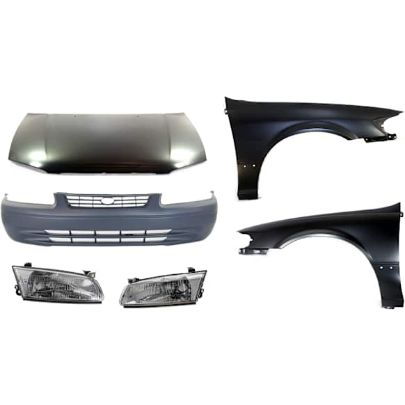 6-Piece Kit Factory Style Hood, USA Built Vehicle, Steel, Primed, Includes (1) Bumper Cover, (2) Fender, (2) Headlight, and (1) Hood