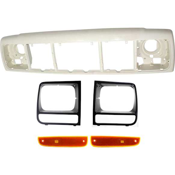 1999 Jeep Cherokee Classic - 5-Piece Kit Header Panel,  Includes (1) Header Panel, (2) Headlight Door, and (2) Side Marker