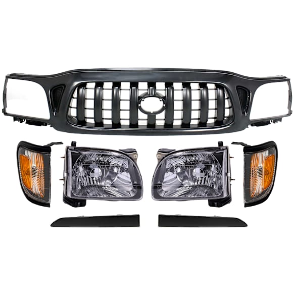 2002 Toyota Tacoma - 7-Piece Kit Grille, Paintable, Naturally Aspirated, DOHC, GAS, 2-Door, Extended Cab Pickup, Includes (2) Corner Light, (1) Grille, (2) Headlight, and (2) Headlight Filler