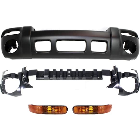 2004 Jeep Liberty - 4-Piece Kit Front Bumper Absorber, Includes (1) Bumper Absorber, (1) Bumper Cover, and (2) Parking Light