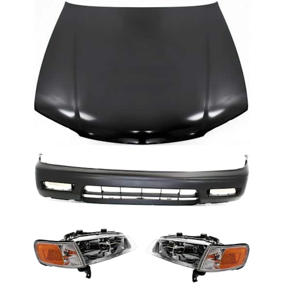 4-Piece Kit Factory Style Hood, Steel, Primed, Includes (1) Bumper Cover, (2) Headlight, and (1) Hood