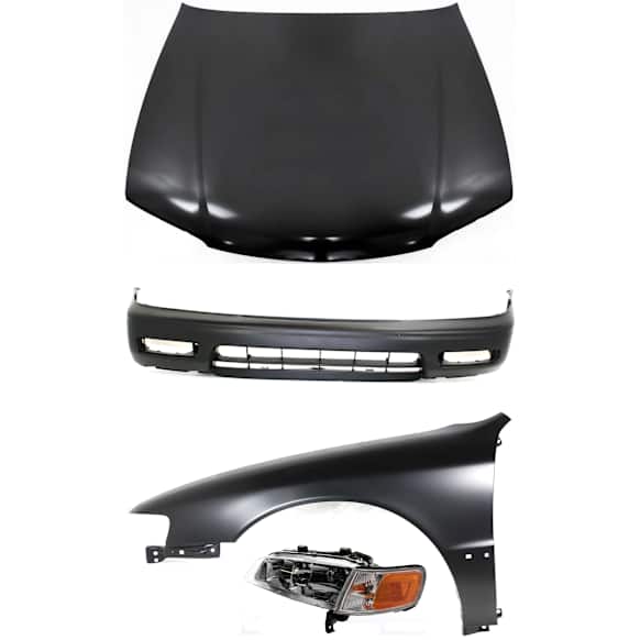 4-Piece Kit Factory Style Hood, Steel, Primed, Includes (1) Bumper Cover, (1) Fender, (1) Headlight, and (1) Hood