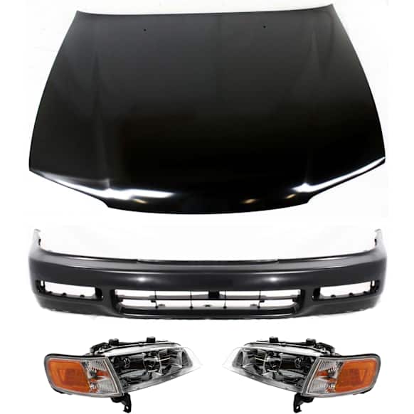 4-Piece Kit Factory Style Hood, Steel, Primed, Includes (1) Bumper Cover, (2) Headlight, and (1) Hood
