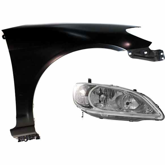 2-Piece Kit Passenger Side Halogen Headlight, Without bulb(s), OE Replacement, Includes (1) Headlight and (1) Fender