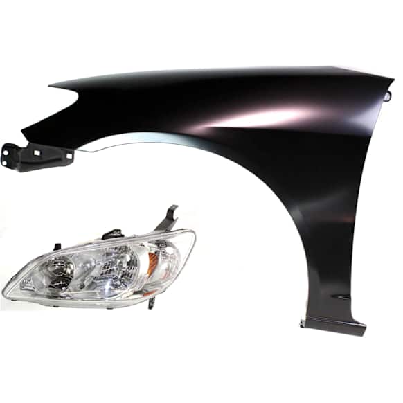 2-Piece Kit Driver Side Halogen Headlight, Without bulb(s), OE Replacement, Includes (1) Headlight and (1) Fender