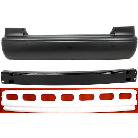 3-Piece Kit, Rear Primed Bumper Cover, USA Built Vehicle, Includes (1) Bumper Absorber, (1) Bumper Cover, and (1) Bumper Reinforcement