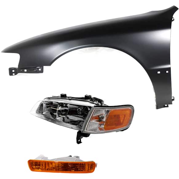 3-Piece Kit Driver Side Halogen Headlight, With bulb(s), OE Replacement, Includes (1) Fender, (1) Turn Signal Light and (1) Headlight