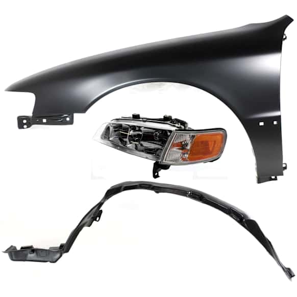 3-Piece Kit Driver Side Halogen Headlight, With bulb(s), OE Replacement, Includes (1) Fender, (1) Fender Liner and (1) Headlight