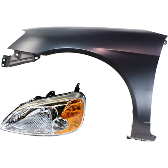 2-Piece Kit Driver Side Halogen Headlight, Without bulb(s), OE Replacement, Coupe, Includes (1) Headlight and (1) Fender
