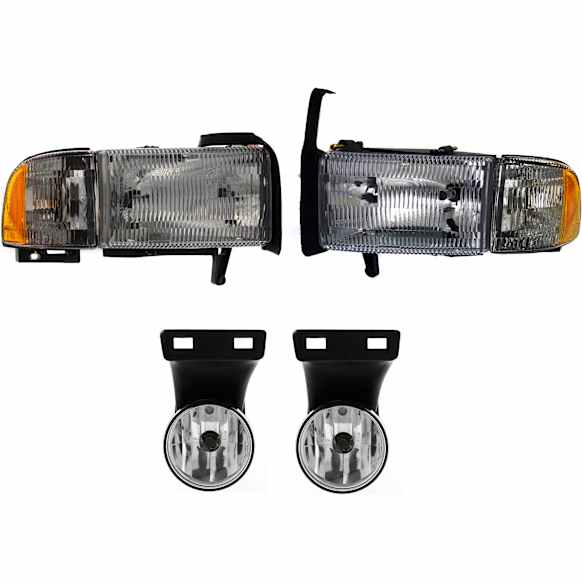 4-Piece Kit Driver and Passenger Side Halogen Headlight, With bulb(s), OE Replacement, Includes (2) Headlight and (2) Fog Light