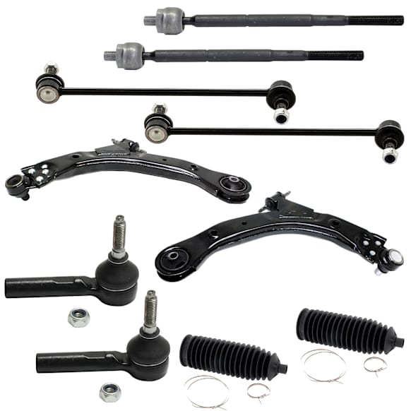 2005 Saturn Ion - 10-Piece Kit Front, Driver and Passenger Side Suspension Kit, 11.8 (in) Center to Center, Includes (2) Control Arm, (4) Tie Rod End, (2) Sway Bar Link and (2) Steering Rack Boot