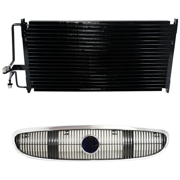 2-Piece Kit, Grille Chrome Shell with Painted Silver Insert, Includes (1) A/C Condenser and (1) Grille Assembly