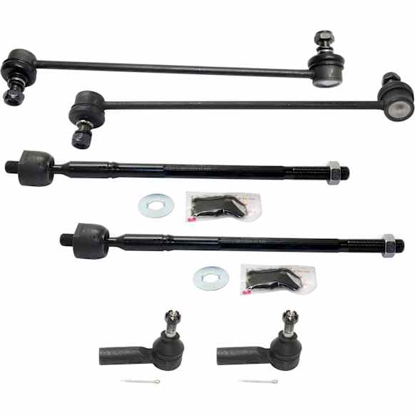 6-Piece Kit Front, Driver and Passenger Side Suspension Kit, Includes (4) Tie Rod End and (2) Sway Bar Link