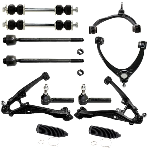 thumbnail interactive-video image 1 of AM Autoparts 12pc Steering & Suspension Kit – Control Arms, Tie Rods, Sway Bar Links For Mitsubishi Chrysler 1 of 3