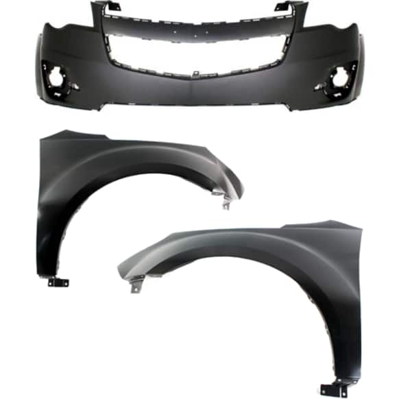 3-Piece Kit, Front Primed Bumper Cover, Includes (1) Bumper Cover and (2) Fender