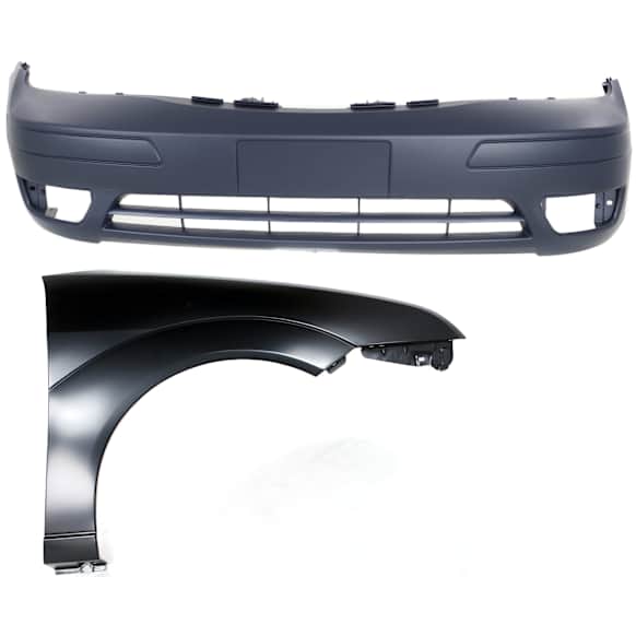 2-Piece Kit, Front Primed Bumper Cover, For Models Without Appearance Package, Includes (1) Bumper Cover and (1) Fender
