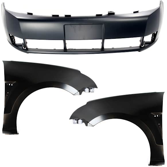 3-Piece Kit, Front Primed Bumper Cover, Includes (1) Bumper Cover and (2) Fender