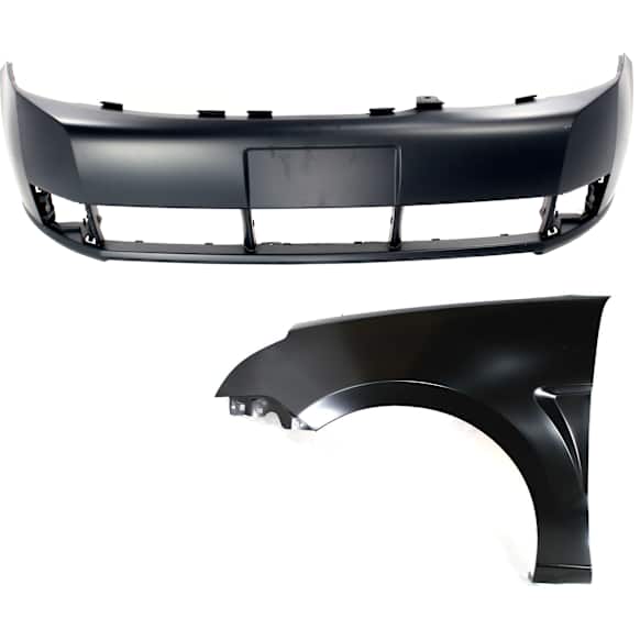 2-Piece Kit, Front Primed Bumper Cover, Includes (1) Bumper Cover and (1) Fender