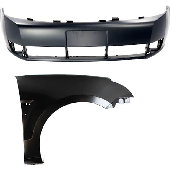 2-Piece Kit, Front Primed Bumper Cover, CAPA Certified, Includes (1) Bumper Cover and (1) Fender
