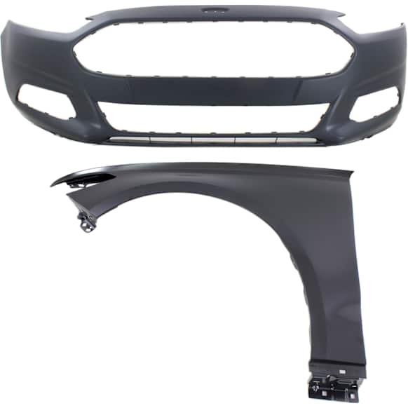 2-Piece Kit, Front Primed Bumper Cover, Includes (1) Bumper Cover and (1) Fender