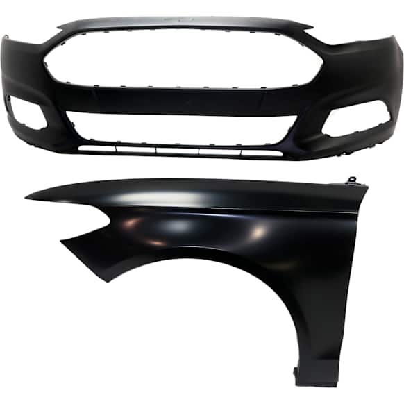 2-Piece Kit, Front Primed Bumper Cover, For Models Without Active Park Assist System, CAPA Certified, Includes (1) Bumper Cover and (1) Fender