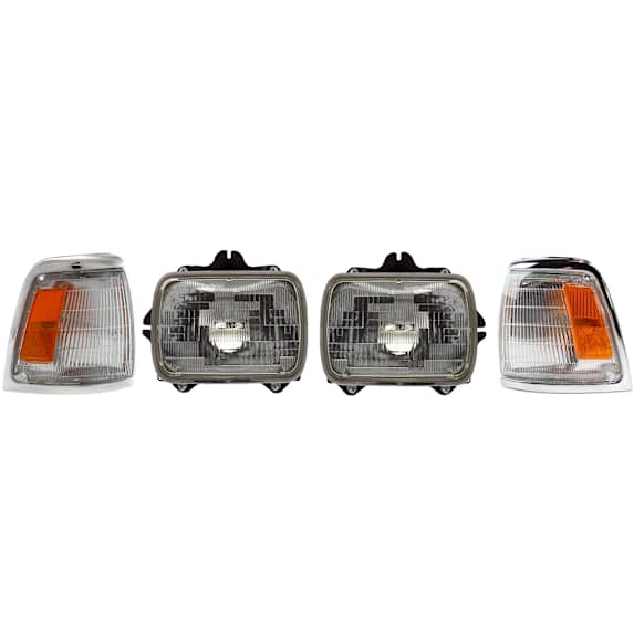 4-Piece Kit Driver and Passenger Side Halogen Headlight, With bulb(s), OE Replacement, Includes (2) Corner Light and (2) Headlight
