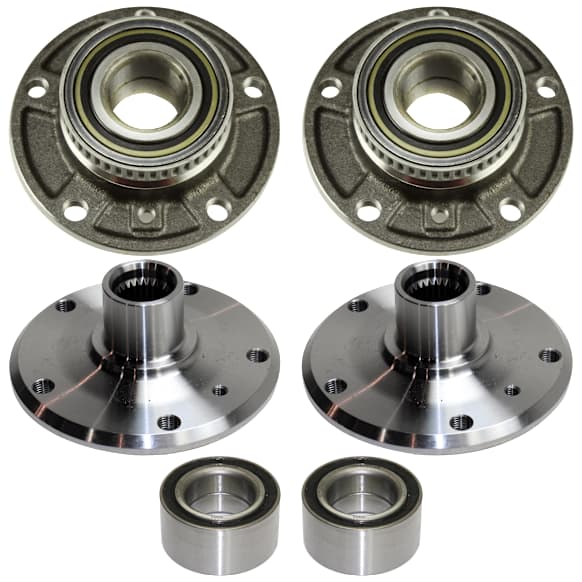 4-Wheel Set Front and Rear, Driver and Passenger Side Wheel Hub, 5 Lugs,, RWD, includes (2) Wheel Bearing and (4) Wheel Hub