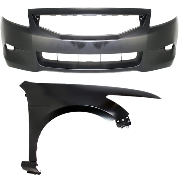2010 Honda Accord - 2-Piece Kit Front, Passenger Side Fender, Coupe, CAPA Certified Includes (1) Bumper Cover and (1) Fender