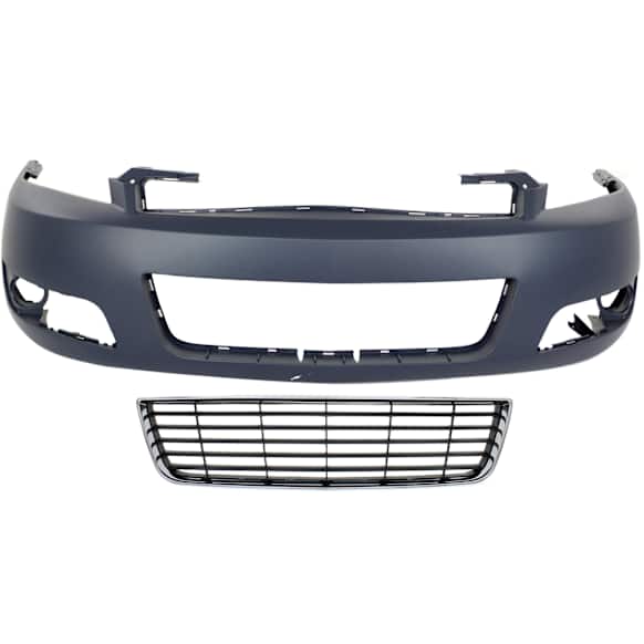 2008 Chevrolet Impala - 2-Piece Kit Front Primed Bumper Cover, CAPA Certified Includes (1) Bumper Cover and (1) Bumper Grille