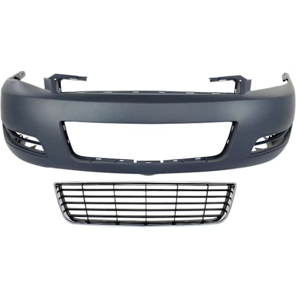 2006 Chevrolet Impala - 2-Piece Kit Front Primed Bumper Cover, CAPA Certified Includes (1) Bumper Cover and (1) Bumper Grille