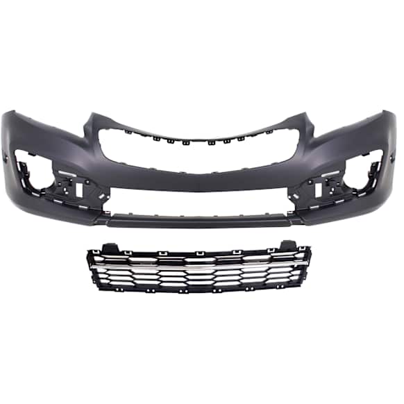 2015 Chevrolet Cruze - 2-Piece Kit Front Primed Bumper Cover, Includes (1) Bumper Cover and (1) Bumper Grille