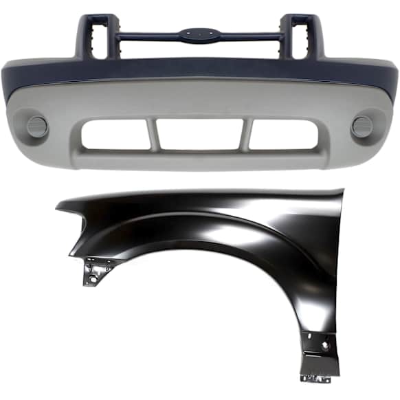 2-Piece Kit, Front Primed Bumper Cover, Includes (1) Bumper Cover and (1) Fender