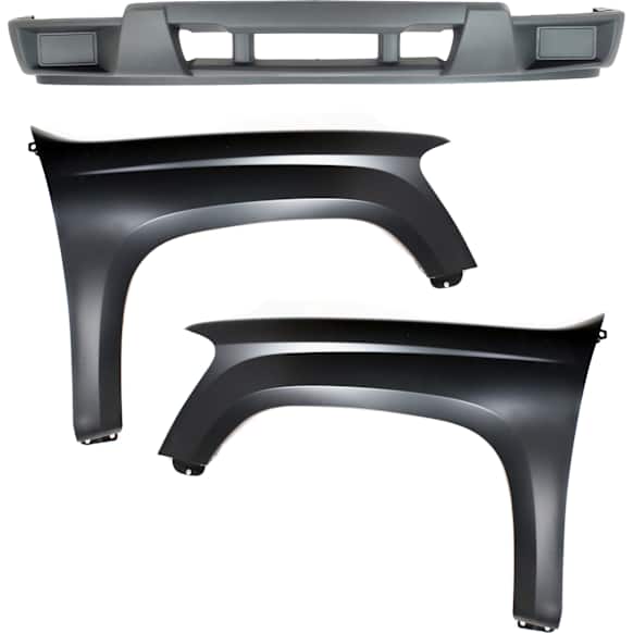 3-Piece Kit, Front, Driver and Passenger Side Fender, Non-Xtreme Models, For Models Without Sport Package, Includes (1) Bumper Cover and (2) Fender