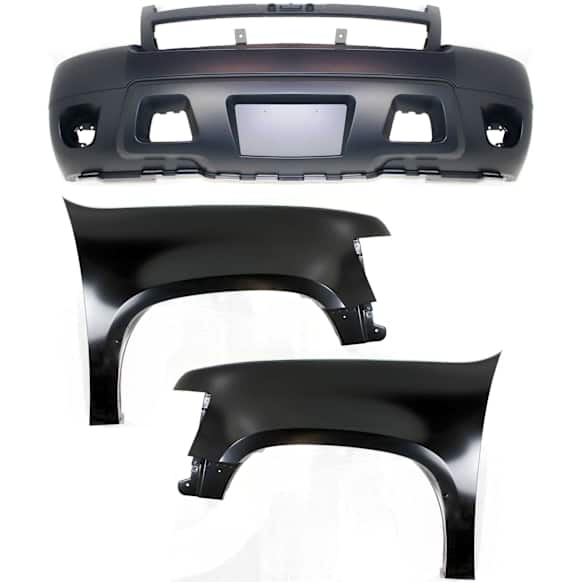 3-Piece Kit Front, Driver and Passenger Side Fender, For Models without Off Road Package, Includes (1) Bumper Cover and (2) Fender