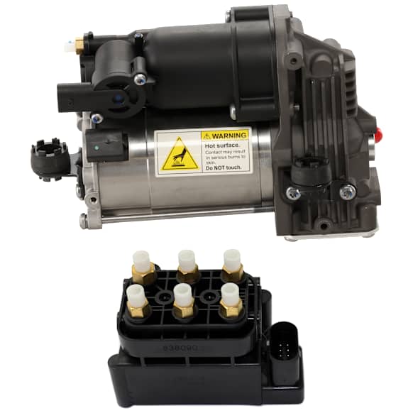 2-Piece Kit Air Suspension Control Valve, Includes (1) Air Suspension Compressor and (1) Air Suspension Control Valve