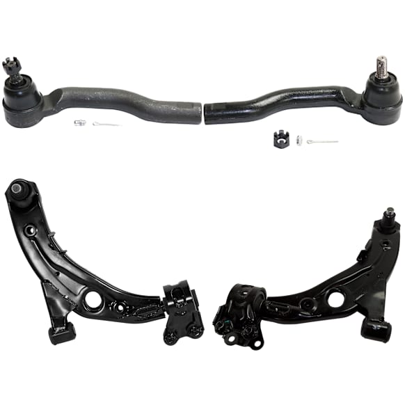 4-Piece Kit Front, Driver and Passenger Side, Lower Control Arms, Includes (2) Control Arm and (2) Tie Rod End