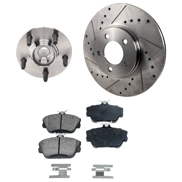 2-Wheel Set Front Wheel Hub, Includes (2) Wheel Hub, (2) Brake Disc and (1) Brake Pad Set