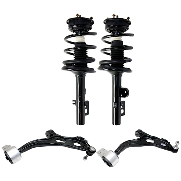 4-Piece Kit Front, Driver and Passenger Side Fully Loaded Strut, AWD, Includes (2) Shock Absorber and Strut Assembly and (2) Control Arm