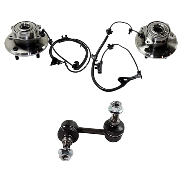 2-Wheel Set Rear, Driver and Passenger Side Wheel Hub, 5 Lugs, With Bearing, Includes (2) Sway Bar Link and (2) Wheel Hub