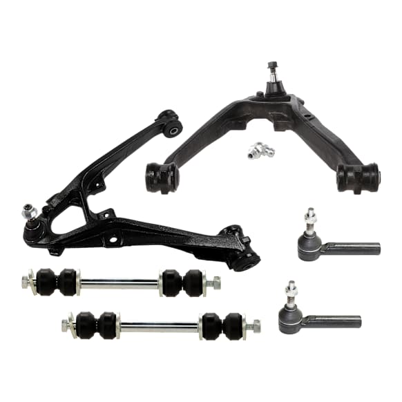 6-Piece Kit Front, Passenger Side, Lower Control Arms, Includes (2) Control Arm, (2) Sway Bar Link, and (2) Tie Rod End
