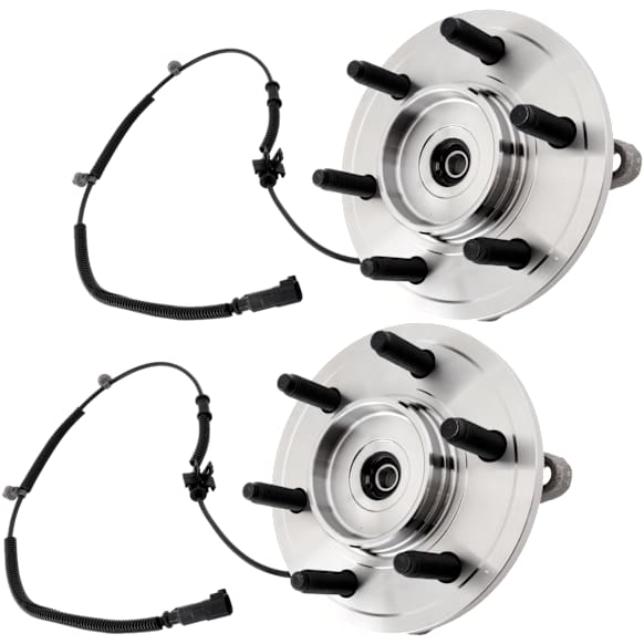 2-Wheel Set Front, Driver and Passenger Side Wheel Hub, 6 Lugs, With Bearing, With Sensor, Includes (2) Wheel Hub and (4) Tie Rod End