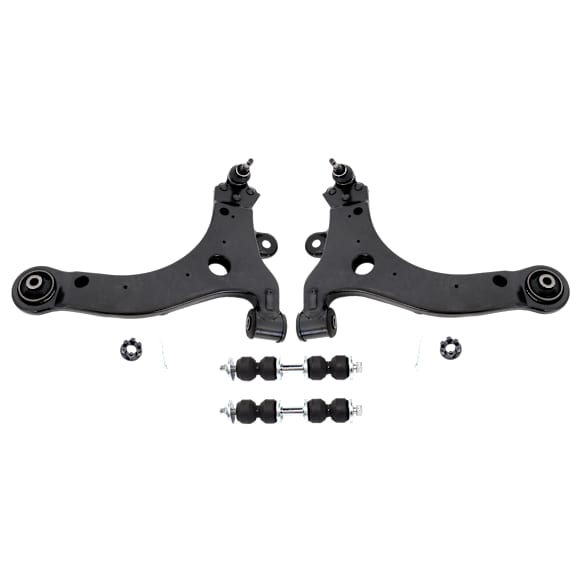 4-Piece Kit Front, Driver and Passenger Side, Lower Control Arms, Includes (2) Control Arm and (2) Sway Bar Link