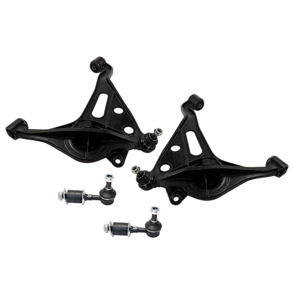 4-Piece Kit Front, Driver and Passenger Side, Lower Control Arms, Includes (2) Control Arm and (2) Sway Bar Link