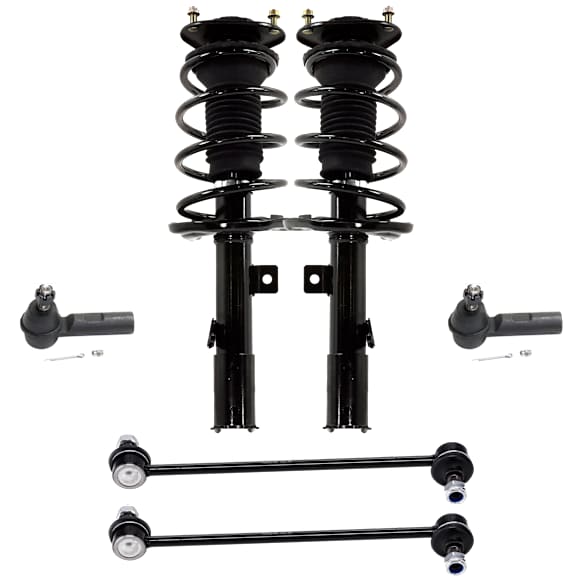 6-Piece Kit Front, Driver and Passenger Side Fully Loaded Strut, Includes (2) Loaded Strut, (2) Sway Bar Link, and (2) Tie Rod End