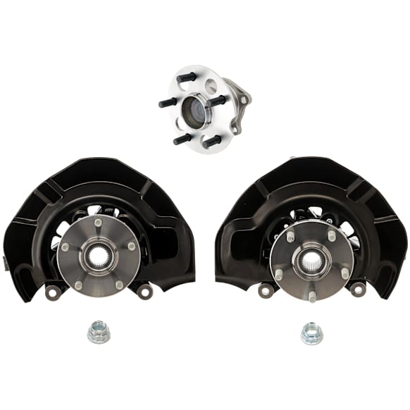 4-Piece Kit Front and Rear, Driver and Passenger Side Steering Knuckle, With Bearing, With Dust Shield, Includes (2) Knuckle and (2) Wheel Hub