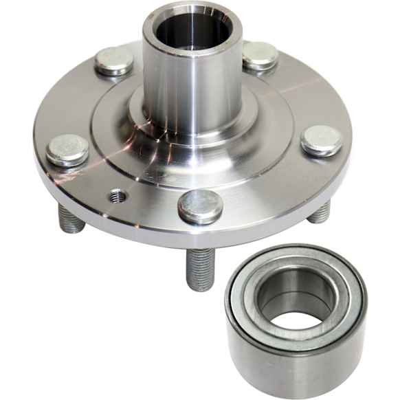 2-Piece Kit Front, Driver or Passenger Side Wheel Hub, 5 Lugs, With Bearing, Includes (1) Wheel Hub and (1) Wheel Bearing