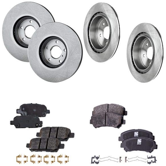 4-Wheel Set Front and Rear Brake Disc and Pad Kit, Plain Surface Front-320.04 mm/Rear-307.59 mm Pro-Line Series, Includes (4) Brake Disc and (2) Brake Pad Set