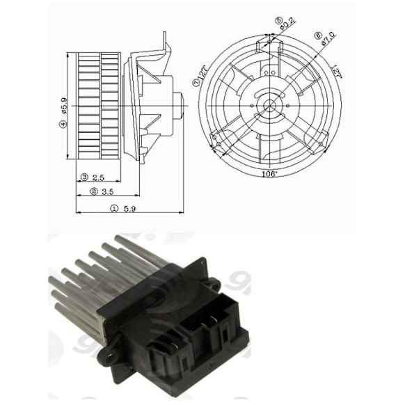 2003 Dodge Grand Caravan - 2-Piece Kit Blower Motor, With Automatic Temperature Control