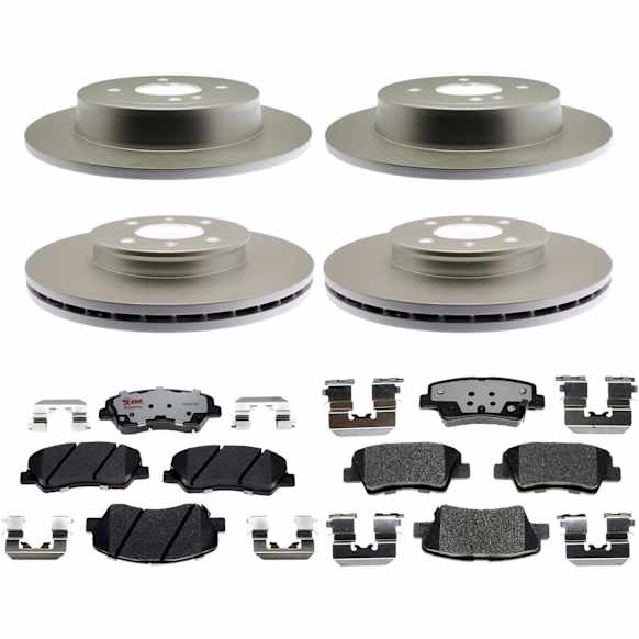 2017 Hyundai Accent - 4-Wheel Set Front and Rear Brake Disc and Pad Kit, Front-255.78 mm/Rear-262.13 mm, 1.6L 4Cyl, Element3 EHT Series Includes (2) Disc and (1) Pad Set